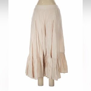 New• Easel Boho Cotton Cream Cropped Ruffle Wide Leg Pants• Large
